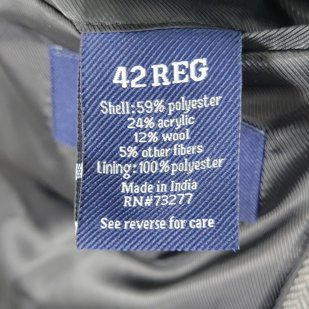 Croft Barrow Men's Tweed Sport Coat Blazer Two Button Gray Herringbone Poly 42R - Picture 7 of 14